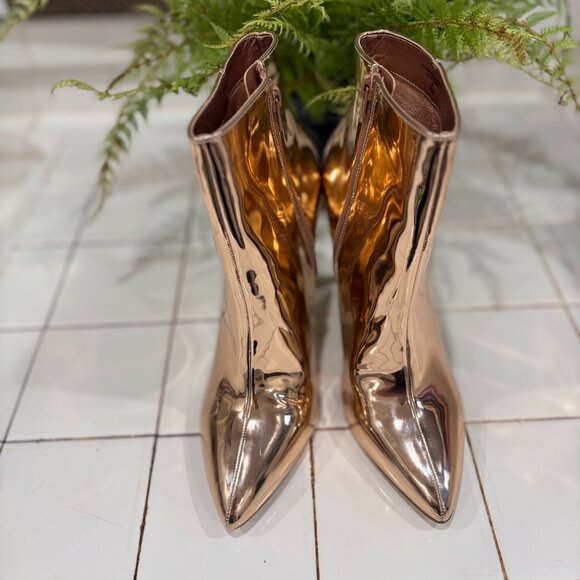 NWOT Rose Gold Metallic Booties - Picture 1 of 7